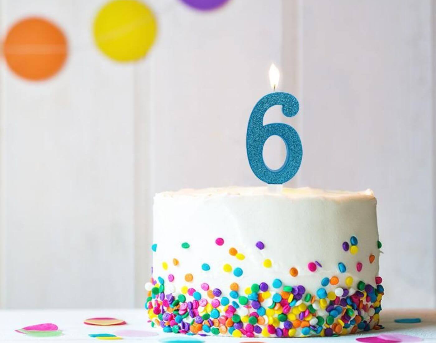 BIRTHDAY FUN Zahlenkerze 6 Glitter Maxi