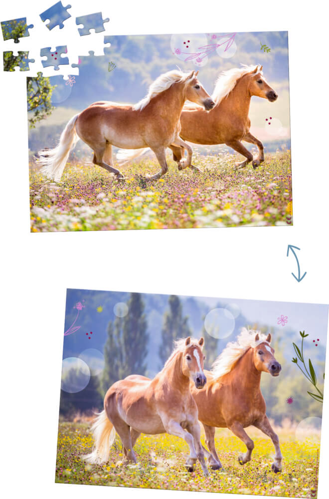 4029753219886_1-1 Lentikular-Puzzle - Pferdefreunde (100 Teile)