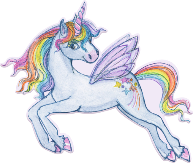 Fluoreszierender Sticker Einhorn-Paradies