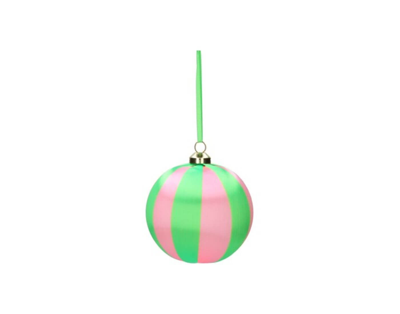Chinois, Weihnachtskugel, 8cm, Streifen, rosa/grün