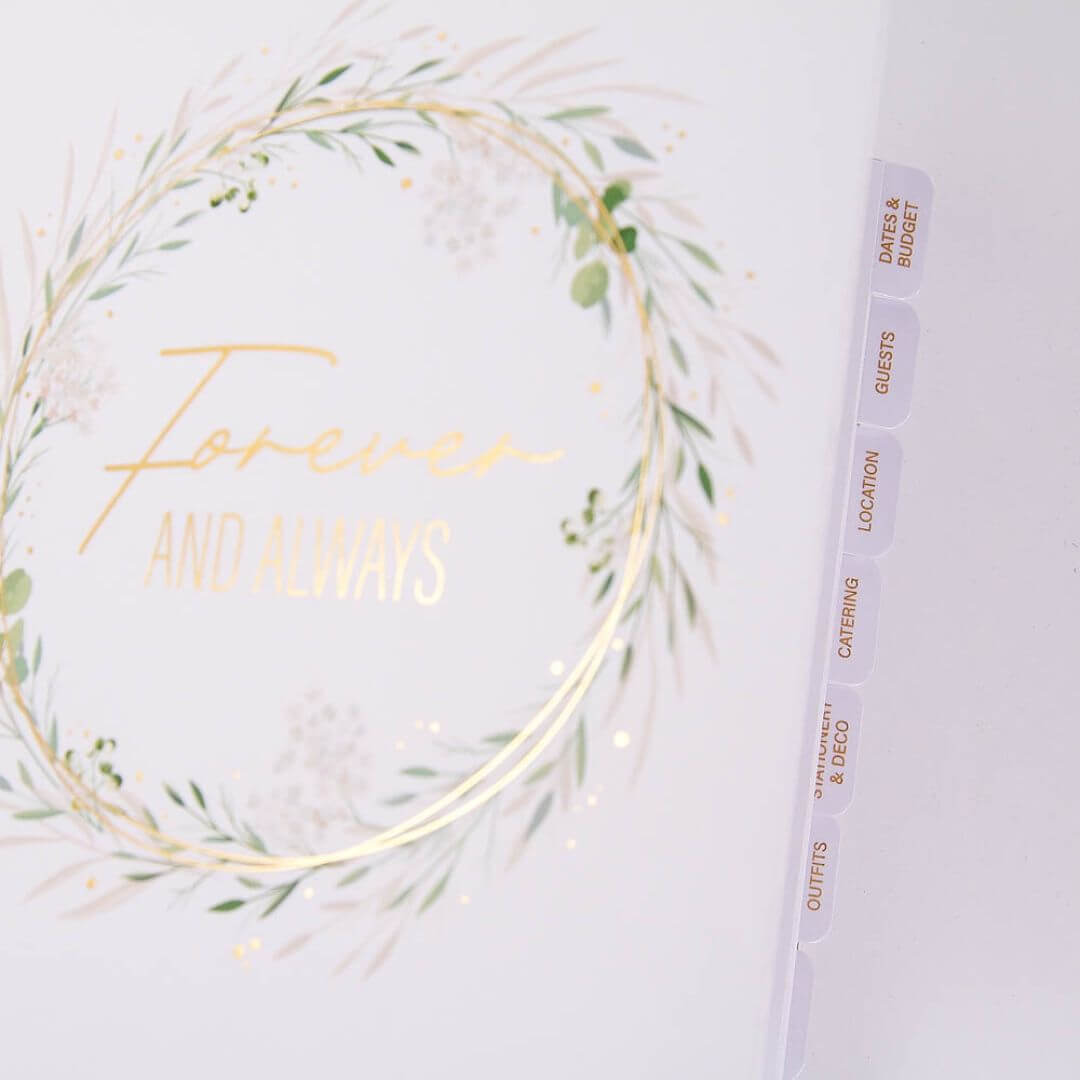 artebene-hochzeit-planer-2-1 Hochzeitsplaner Spirale Forever and Always Weiß Gold