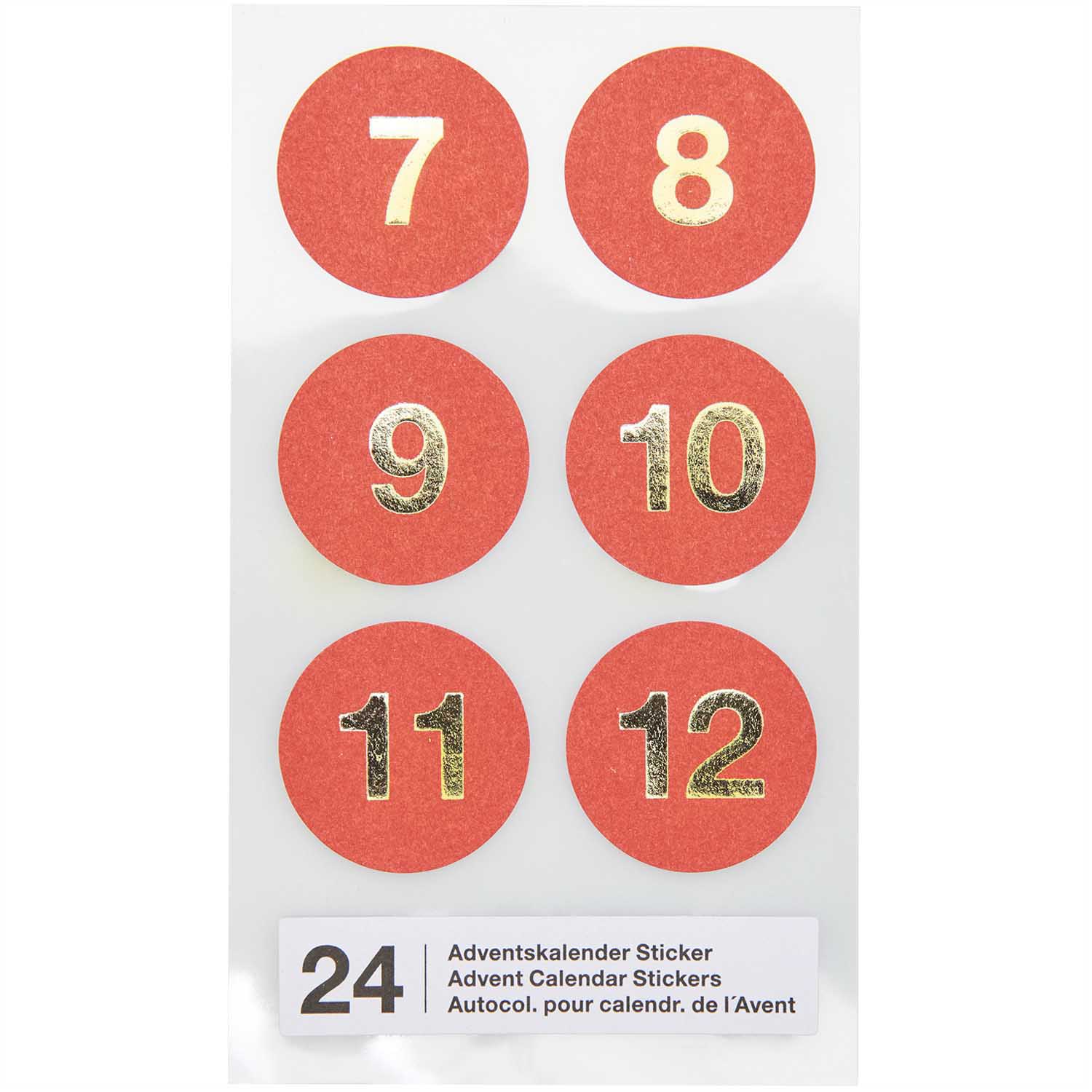 ADVENTSKALENDER STICKER ZAHLEN 1-24 ROT PAPER POETRY