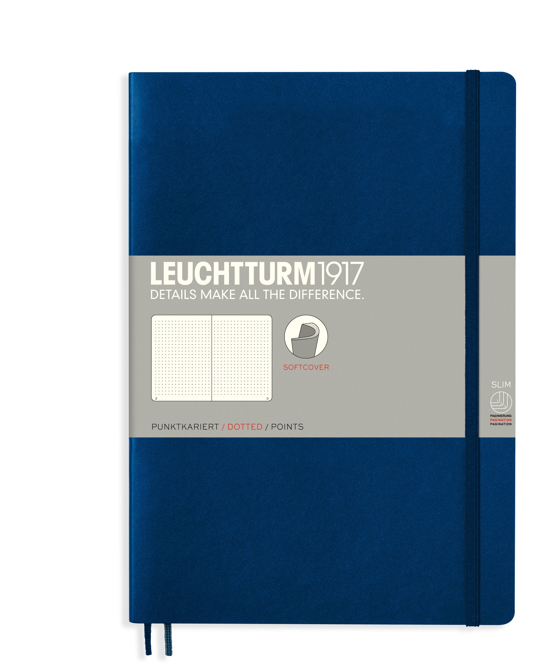 web-NB_CB5_SOFT_35 Notizbuch Paperback (B6+), Softcover, 123 nummerierte Seiten, Marine, Dotted