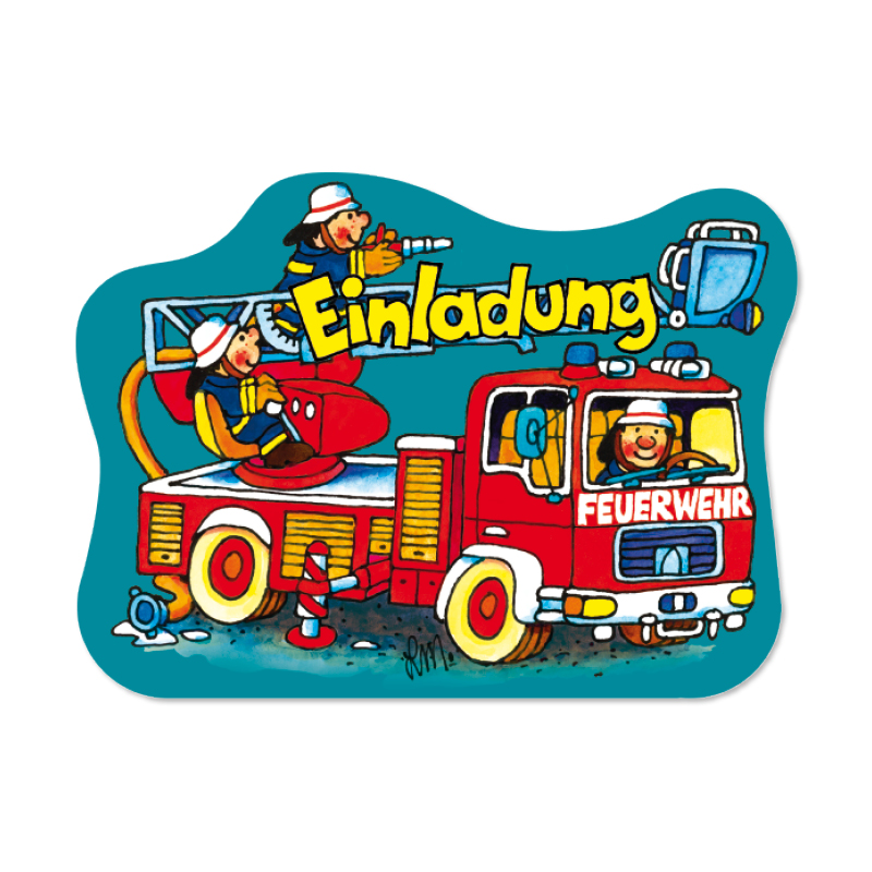 3210_01 Feuerwehr Benny Brandmeister Einladungs-Set, Stanzkarte