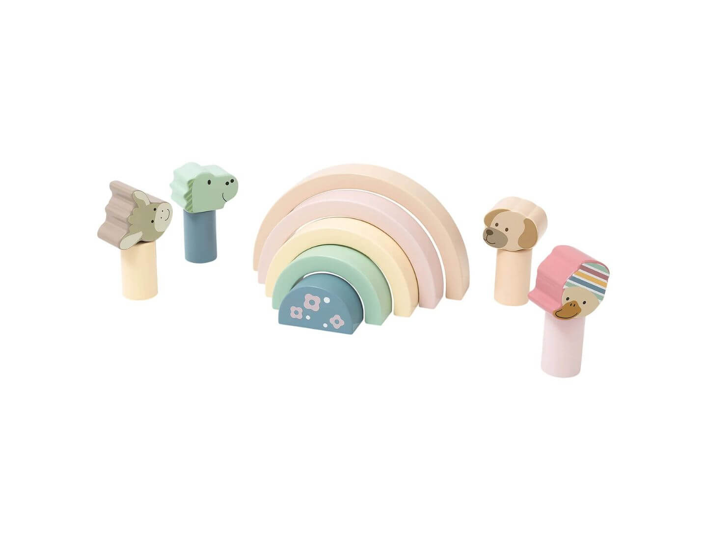 Holzbausteine Regenbogen rosa