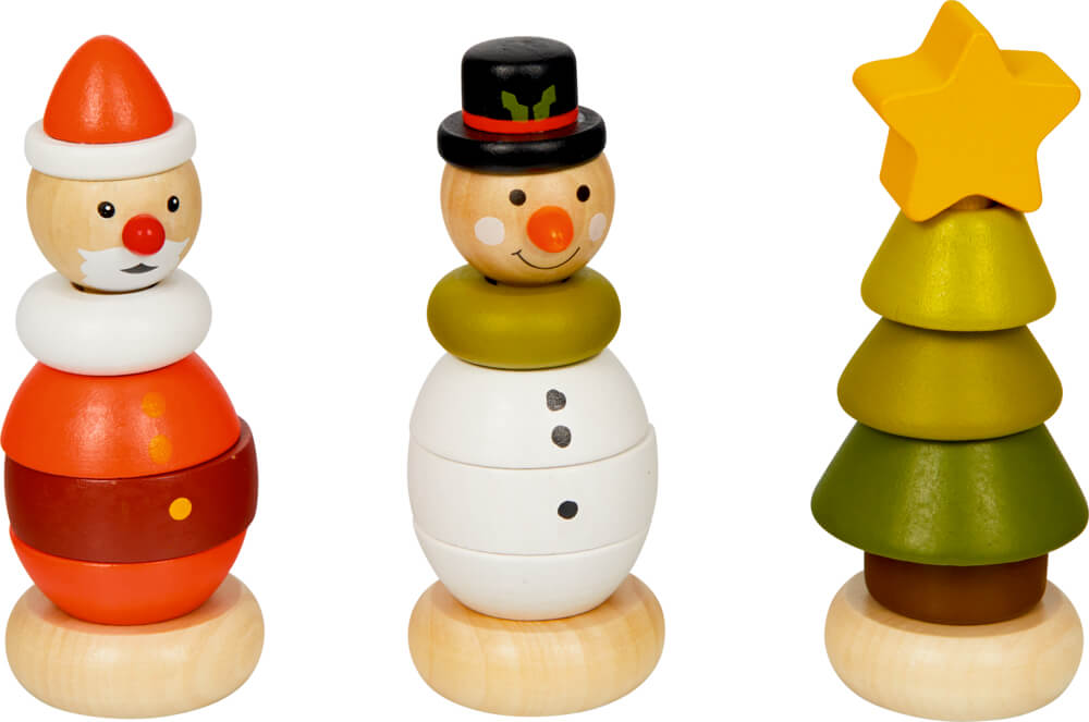 Holz-Stapelfigur - Wintertiere im Weihnachtswald (einzeln)