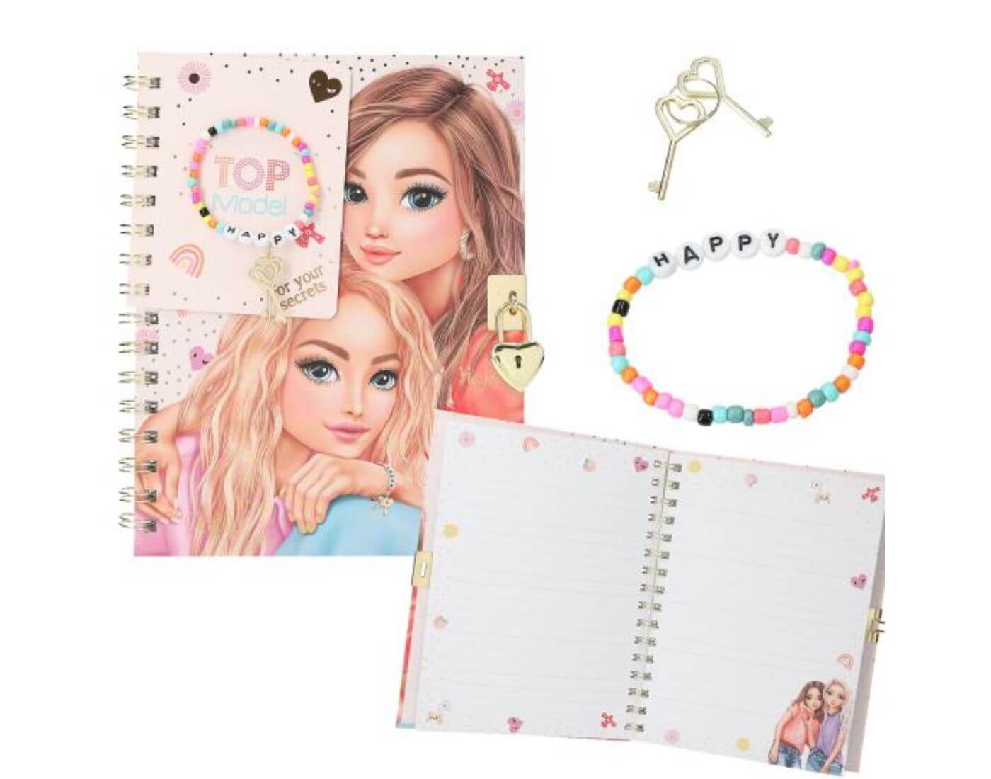 TOPModel Tagebuch mit Schloss und Armband