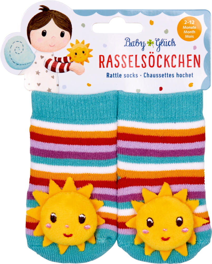 Rasselsöckchen Sonne - BabyGlück, one size (2-12 Monate)