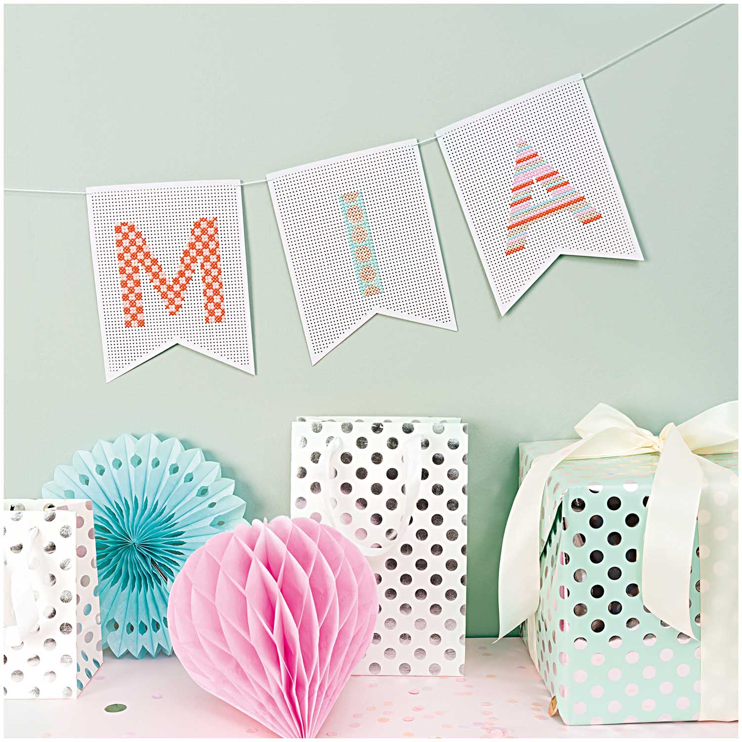 Wabenpapier Blumen aqua - YEY! LET'S PARTY