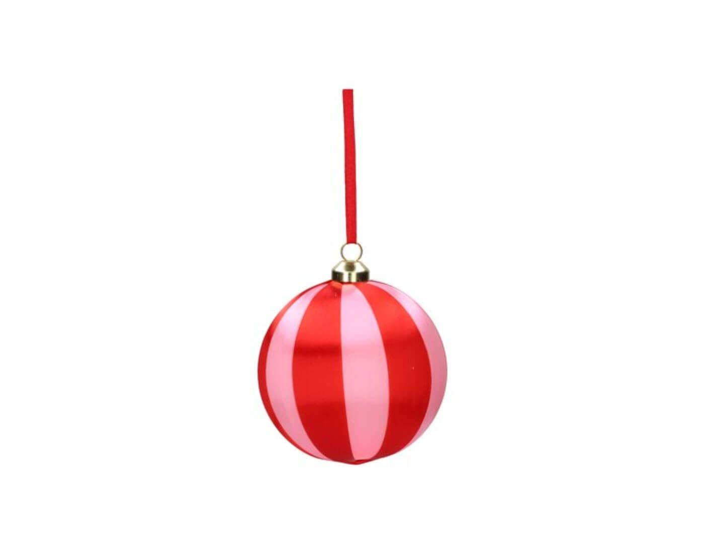 Chinois, Weihnachtskugel, 8cm, Streifen, rosa/rot