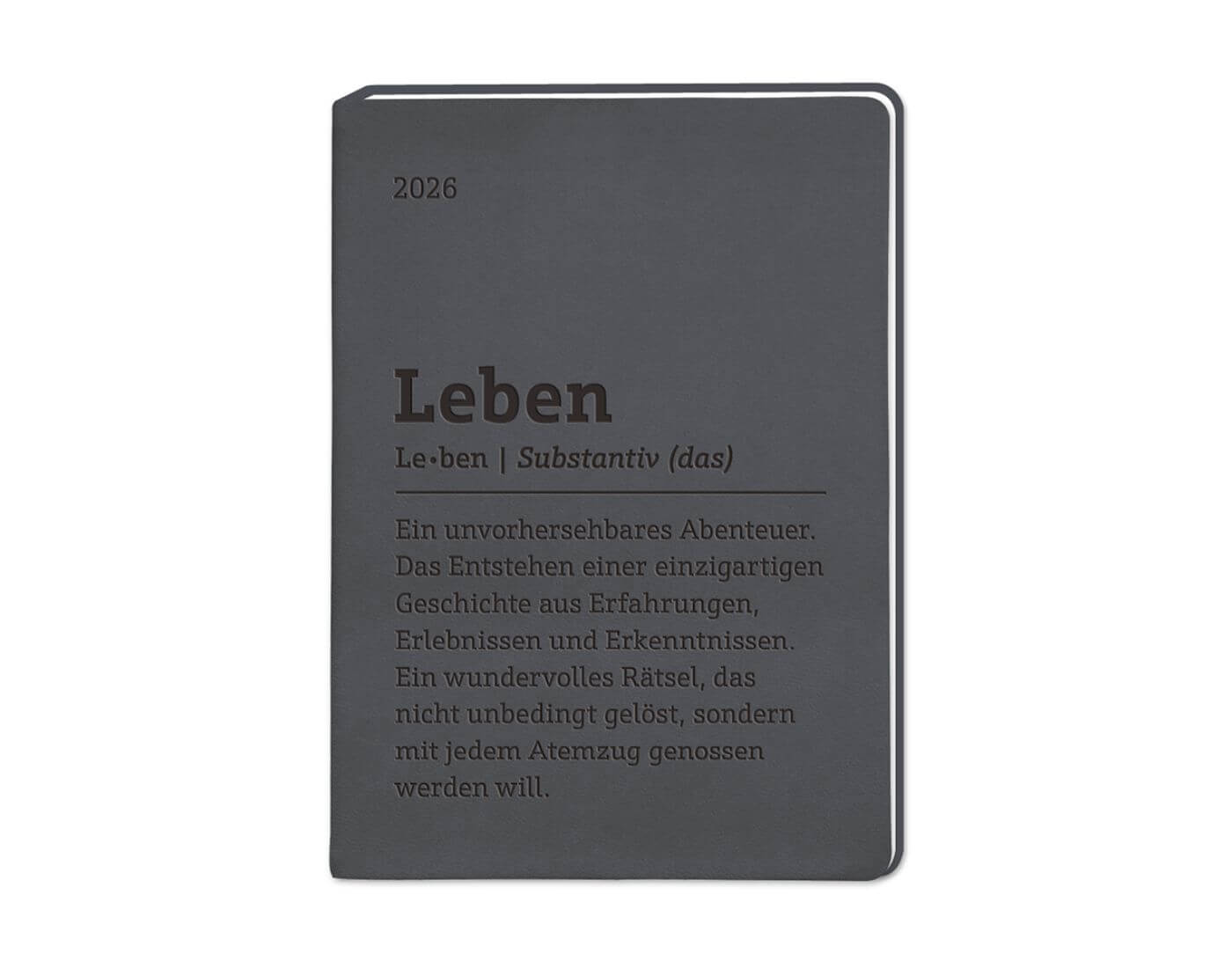 Terminplaner Lederlook 2026 Schwarz