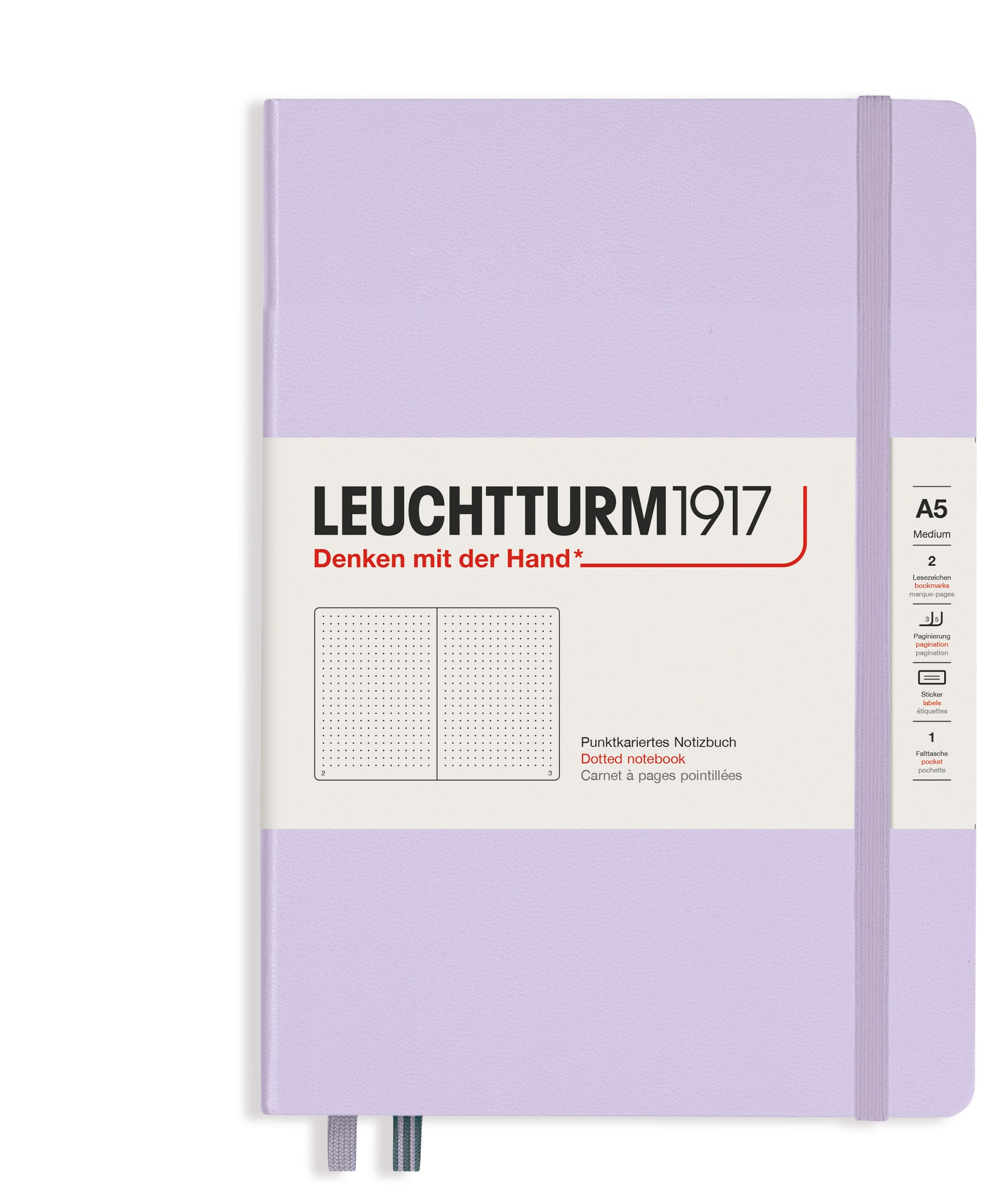 web_NB_Medium_Lilac_dotted Notizbuch Medium (A5), Hardcover, 251 nummerierte Seiten, Lilac, dotted