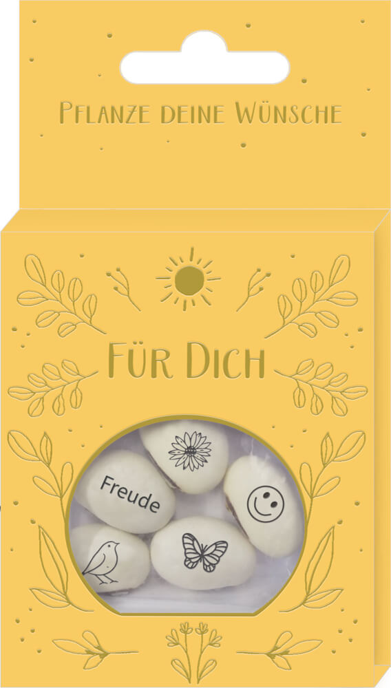 Geprägte Saatbohnen mit Botschaft: Für dich