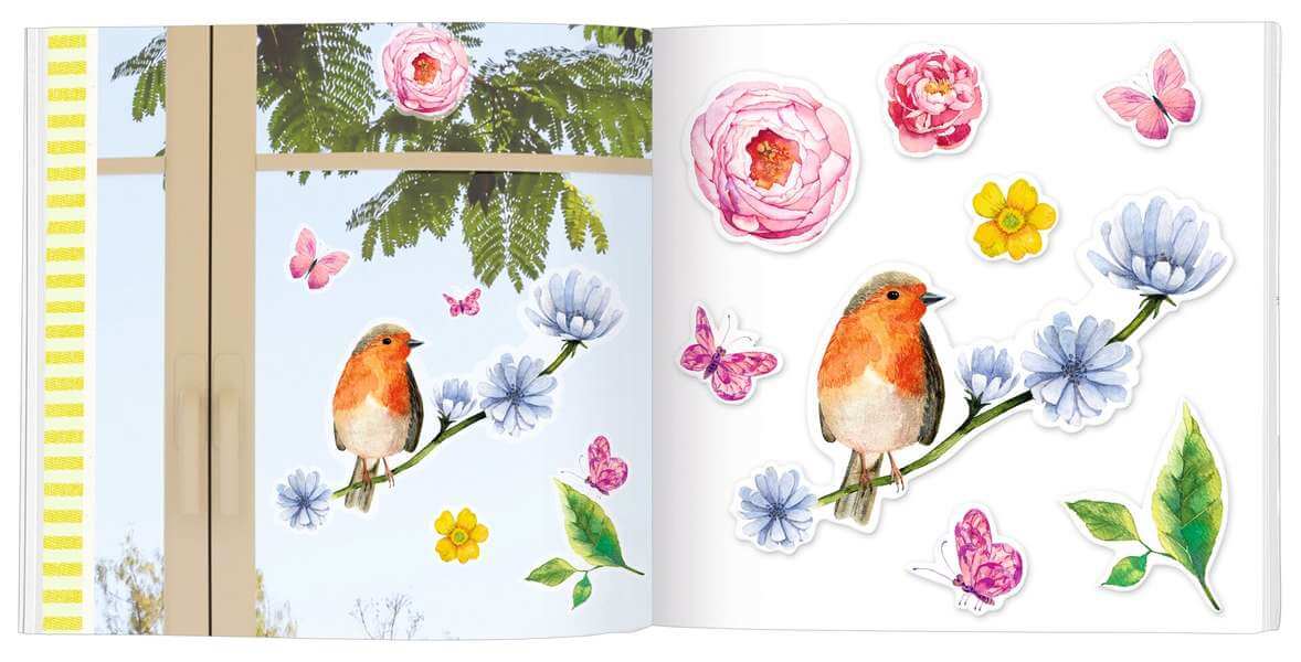 Blatt & Blüte Fenstersticker Buch - Vogelglück