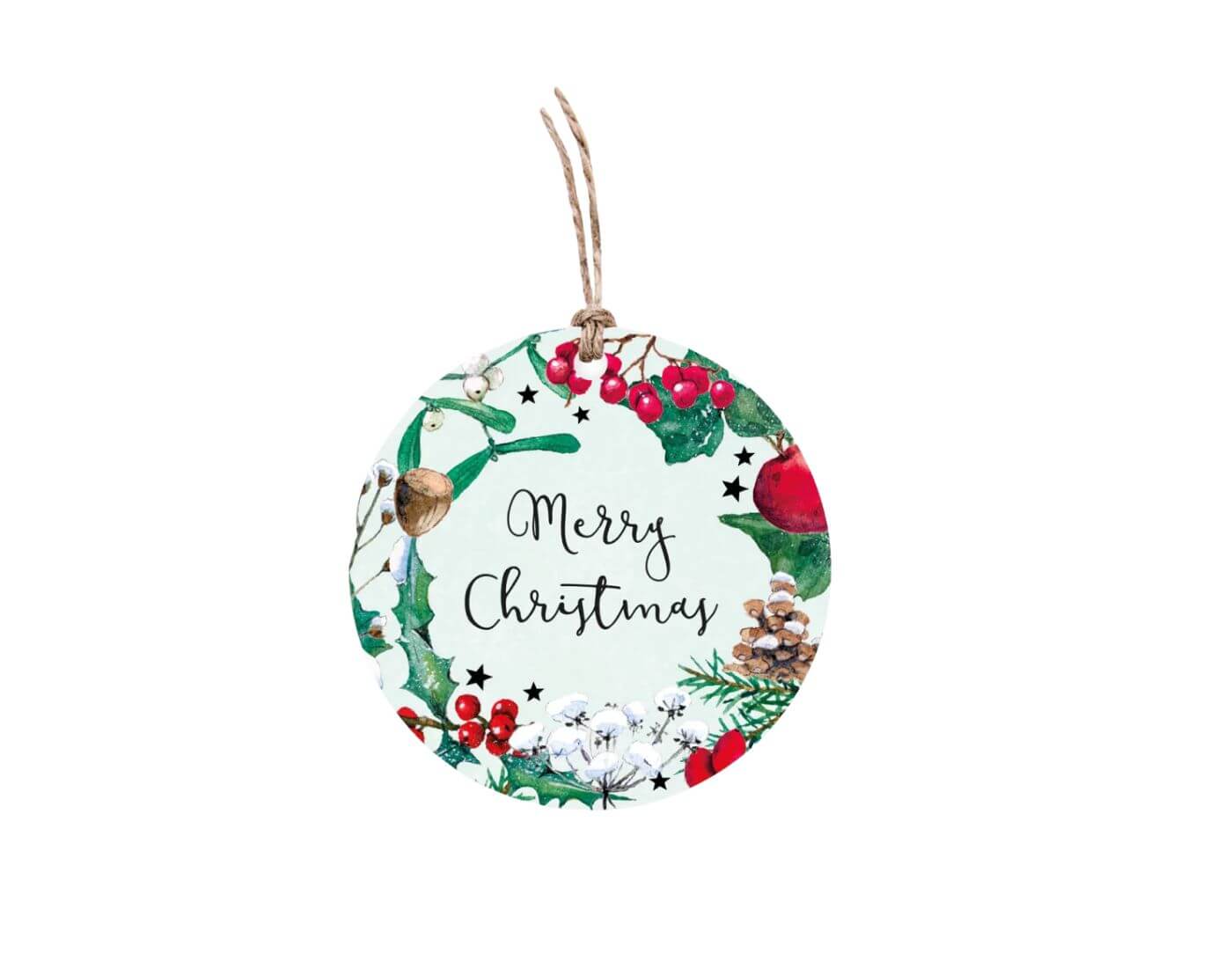 Geschenkanhänger mit Band Weihnachtszweige Merry