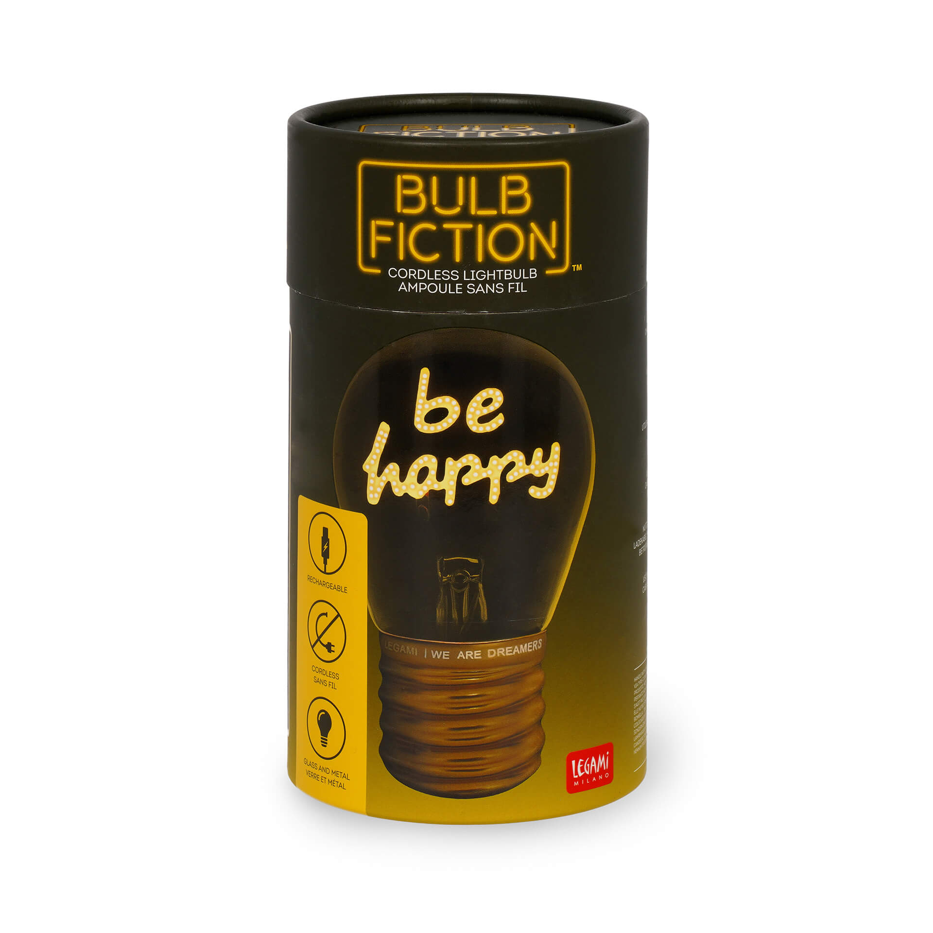 Tischlampe in Glühbirnenform - be happy