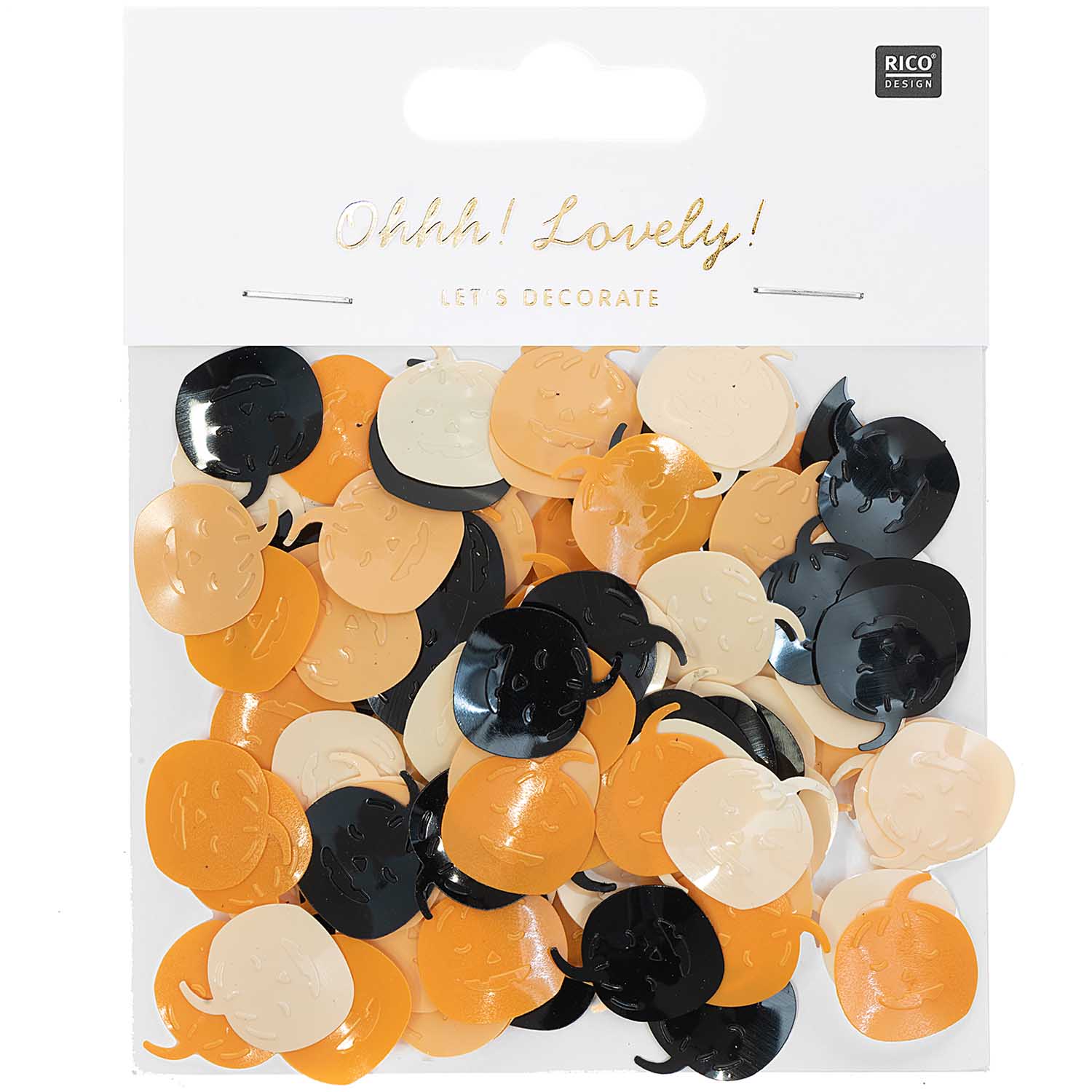 Ohhh! Lovely! Flitterstreu Kürbis orange-schwarz 200 Stück - Konfetti