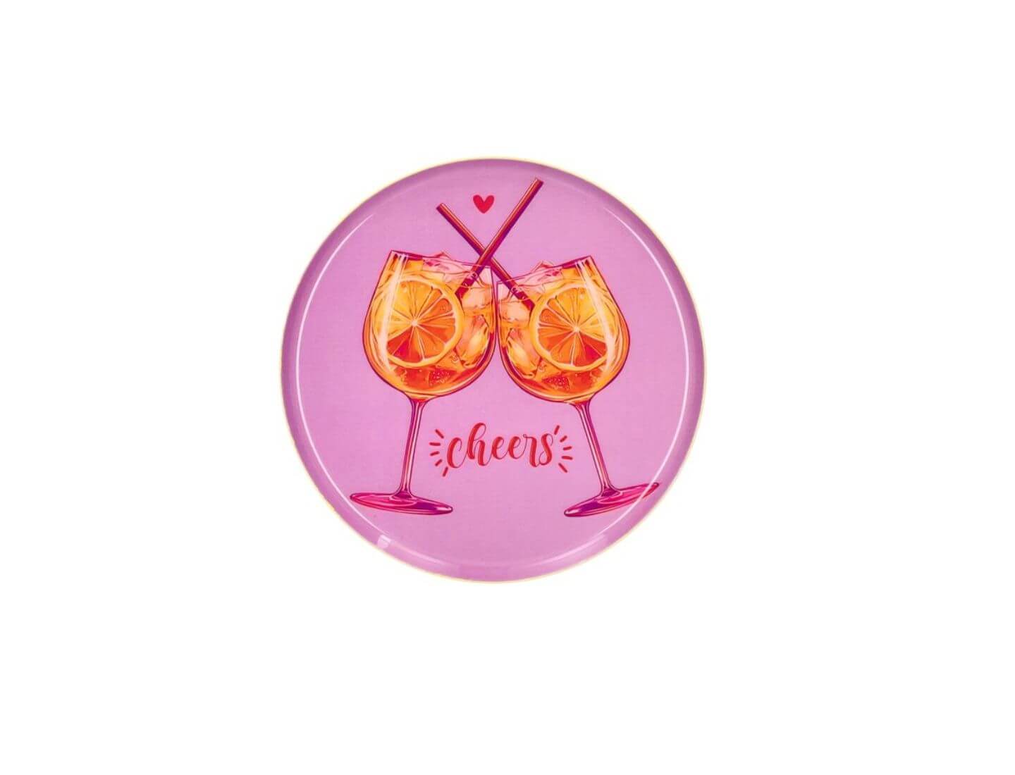 LOVE TRAYS Dekotablett, XS, rund, Cheers - rosa