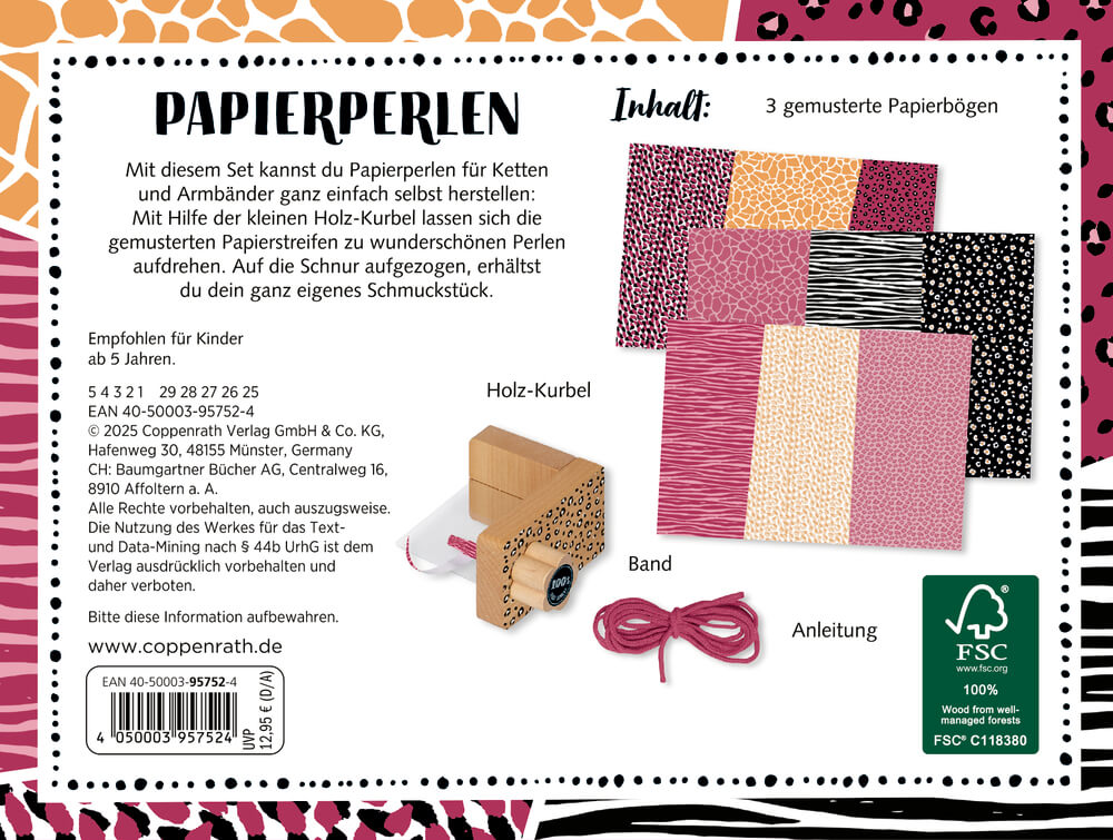 4050003957524_BC Papierperlen zum Selbermachen Tierprint - 100% selbst gemacht