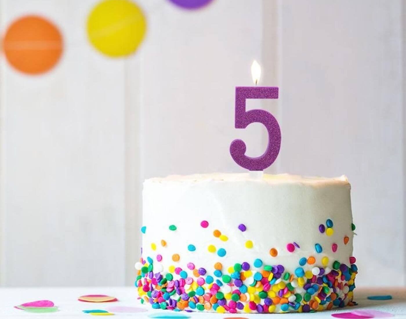 BIRTHDAY FUN Zahlenkerze 5 Glitter Maxi