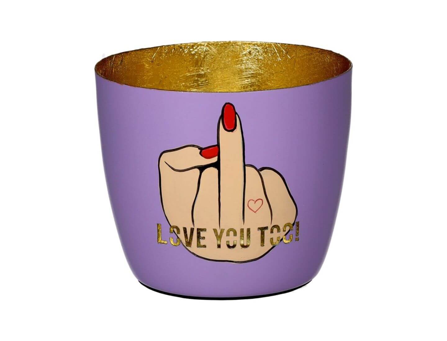 MADRAS Windlicht M, Love you too - lila/ gold