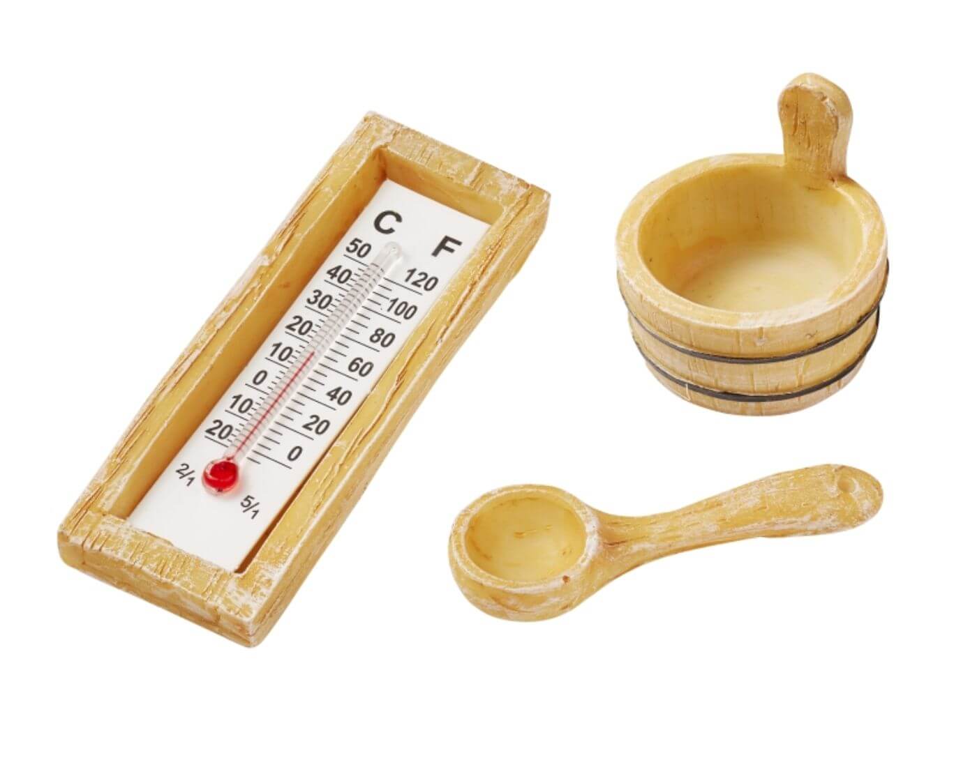 Miniatur Sauna-Zubehör, 3-teilig - Wichtel- und Puppenstube
