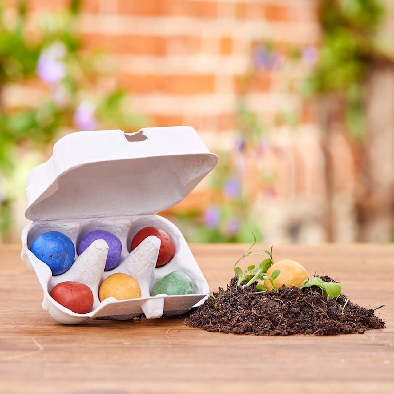 Dein-Logo-Biene-6er-Wachteleierschachtel-1 Blumenmurmeln im Wachteleierkarton