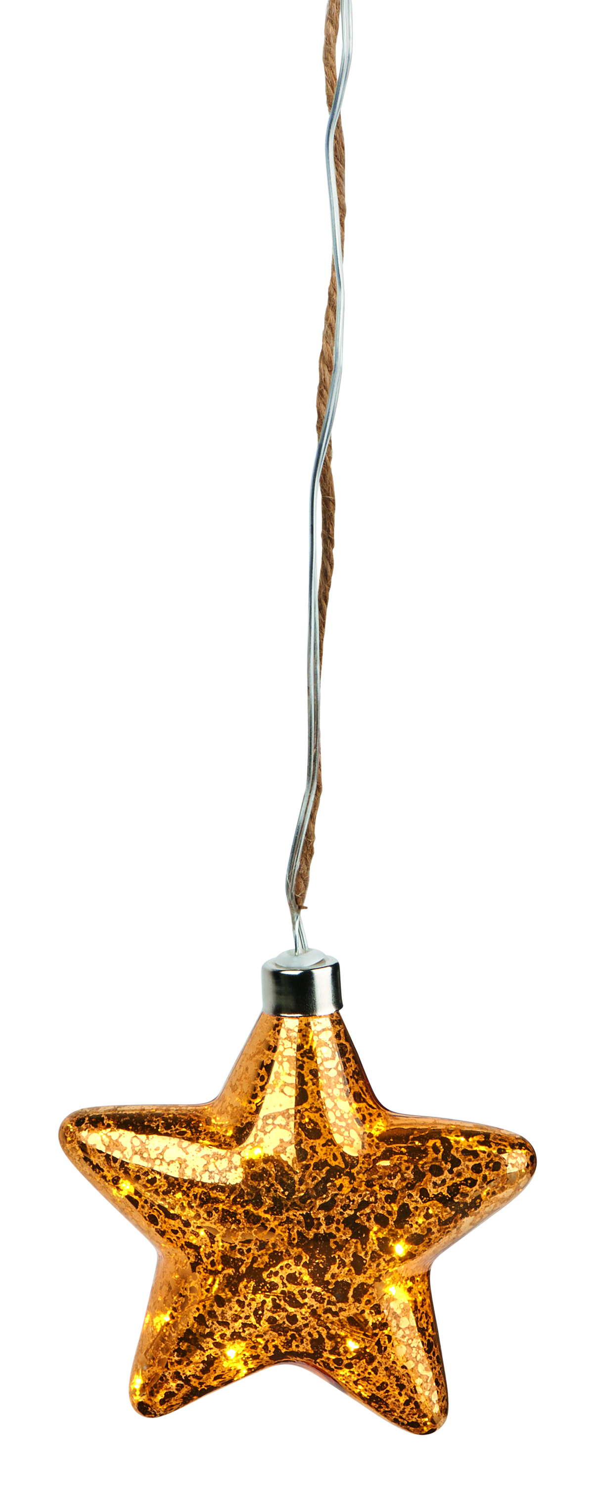 Leuchtender Glasstern in Gold oder Silber