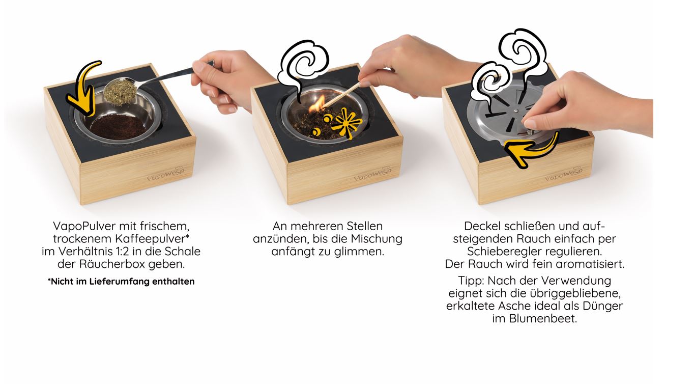 VapoWesp Räucherbox  inkl. VapoPulver Orange & Rosemary 50 g
