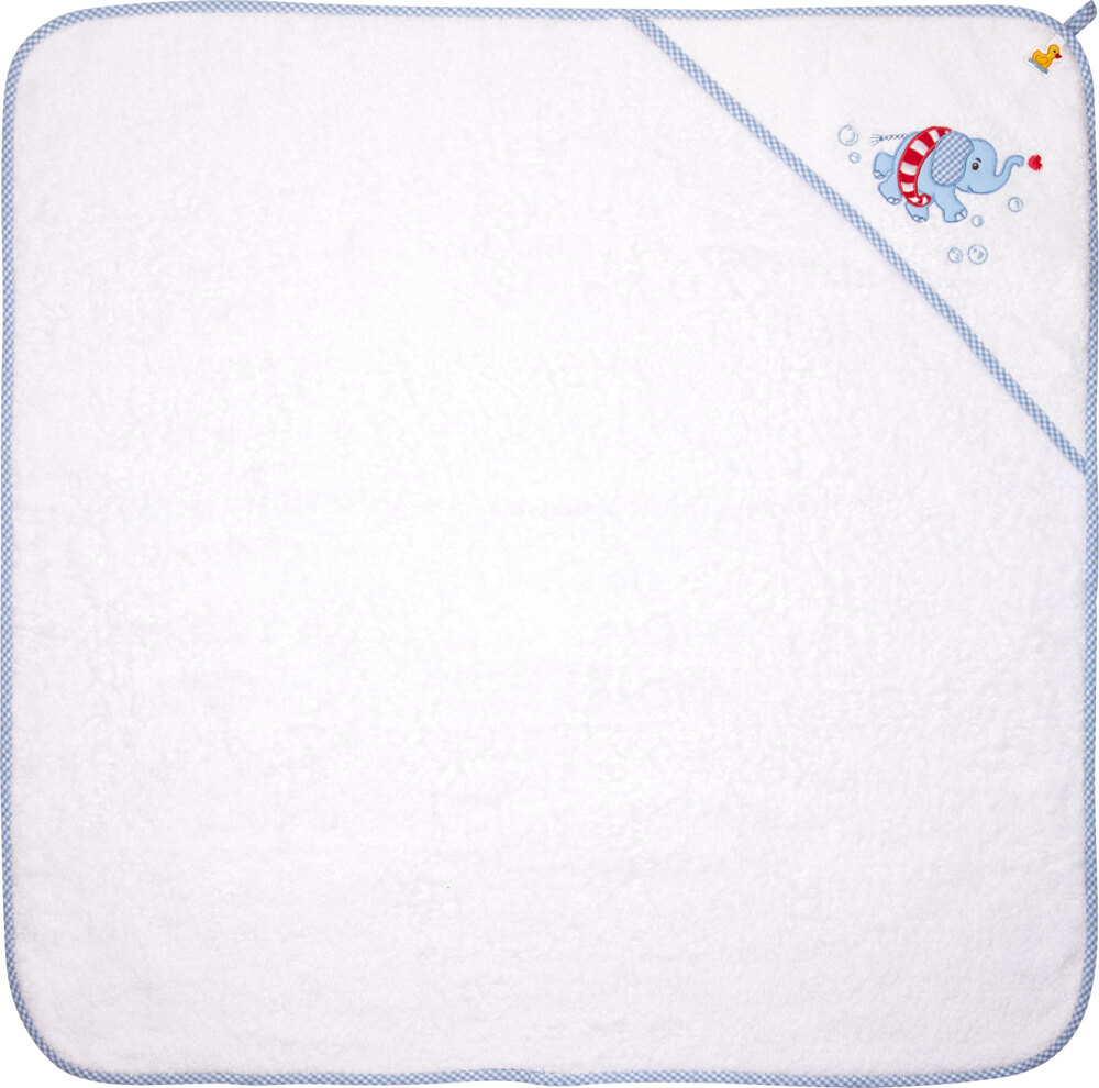 4029753187406-1 Kapuzenbadetuch Elefant, hellblau - BabyGlück (ca. 80x80 cm)