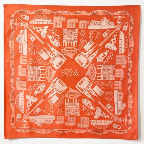 Citytowel / Geschirrhandtuch Kölsche Liebe - orangerot