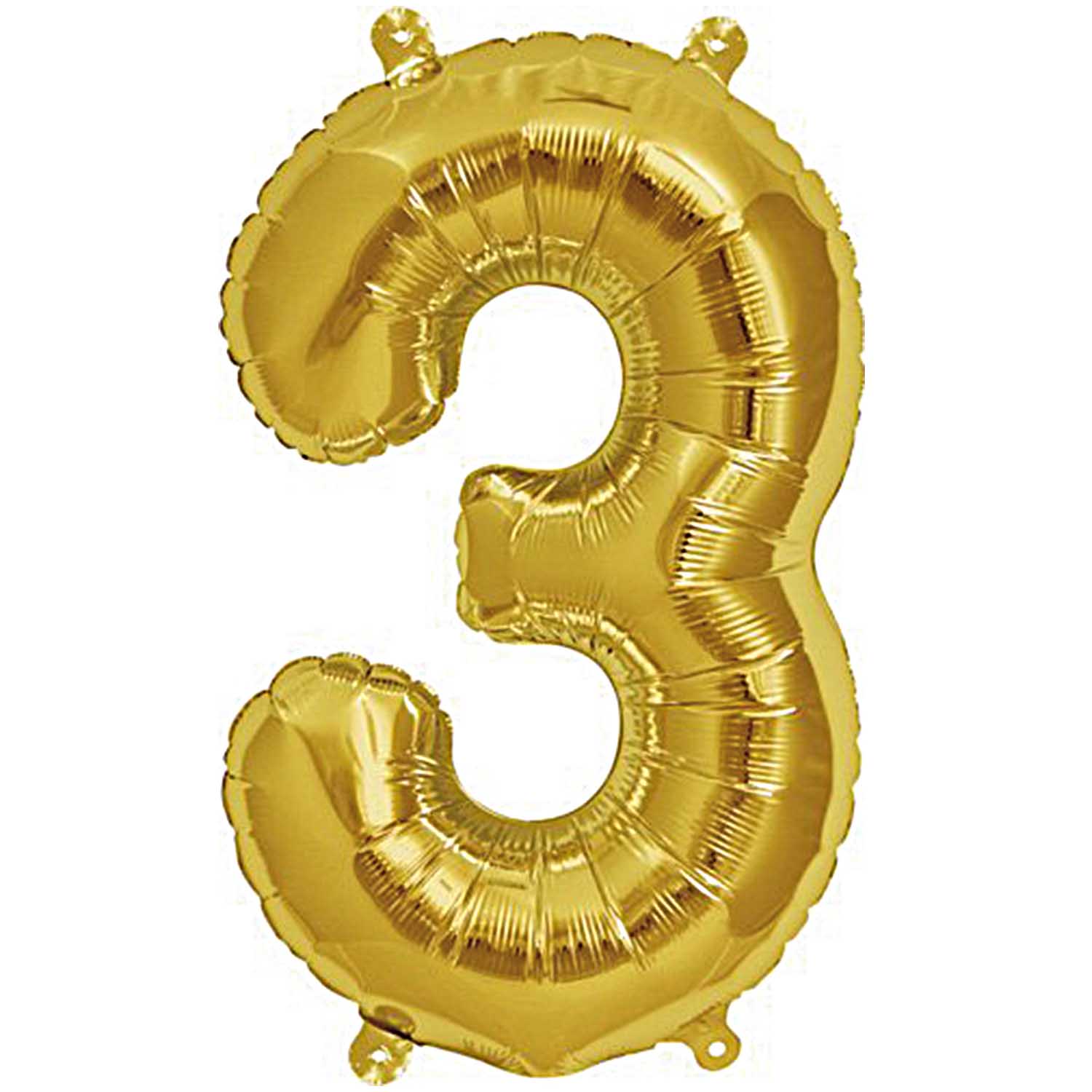 Folienballon Zahl 3 - gold, 36cm