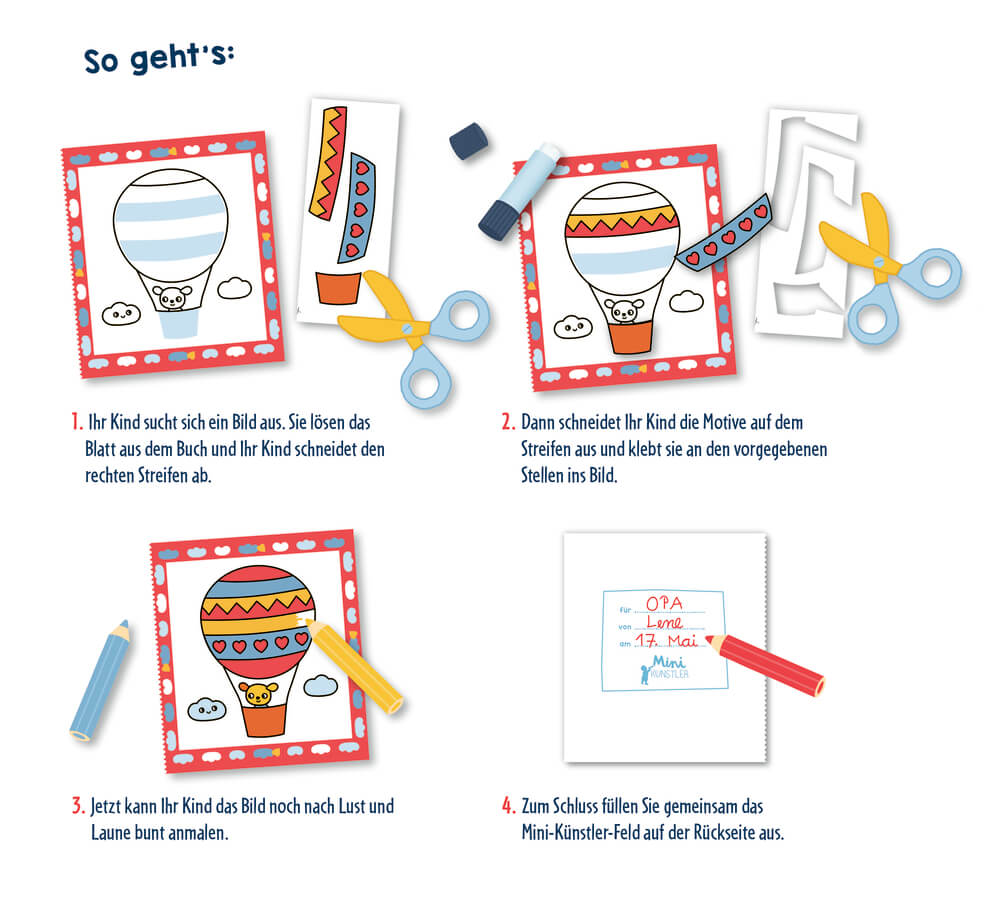 Mein erstes Bastelbuch mit Schere: Schneiden, kleben, malen (Mini-Künstler)