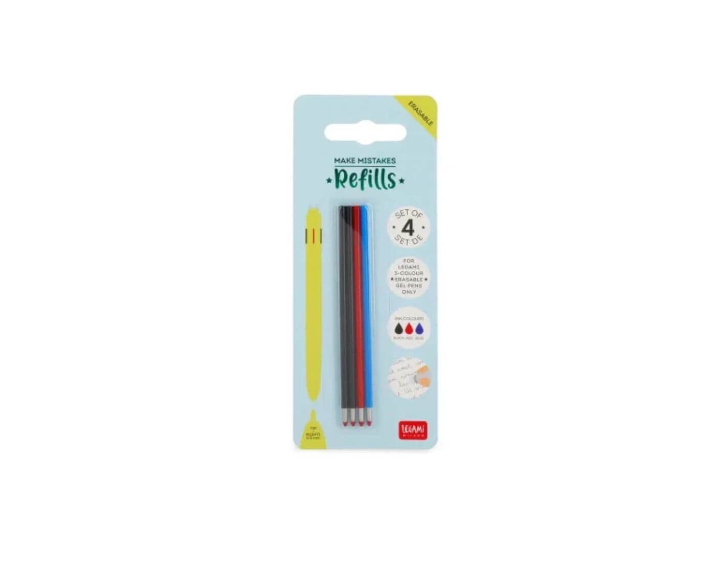 Ersatzminen für löschbaren Gelstift in 3 Farben im 4-er Set