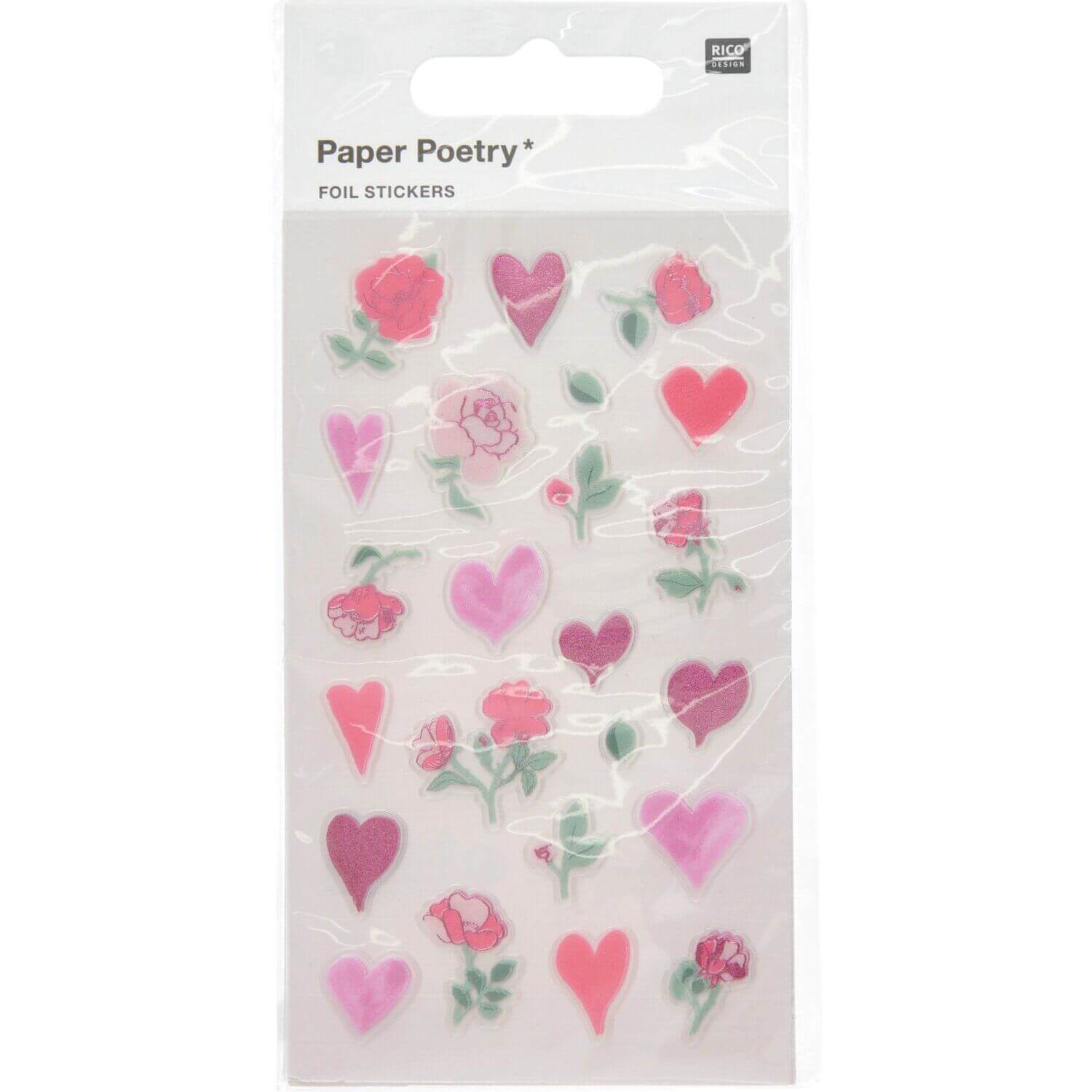 Paper Poetry Foliensticker Herzen/Blumen 4 Bögen