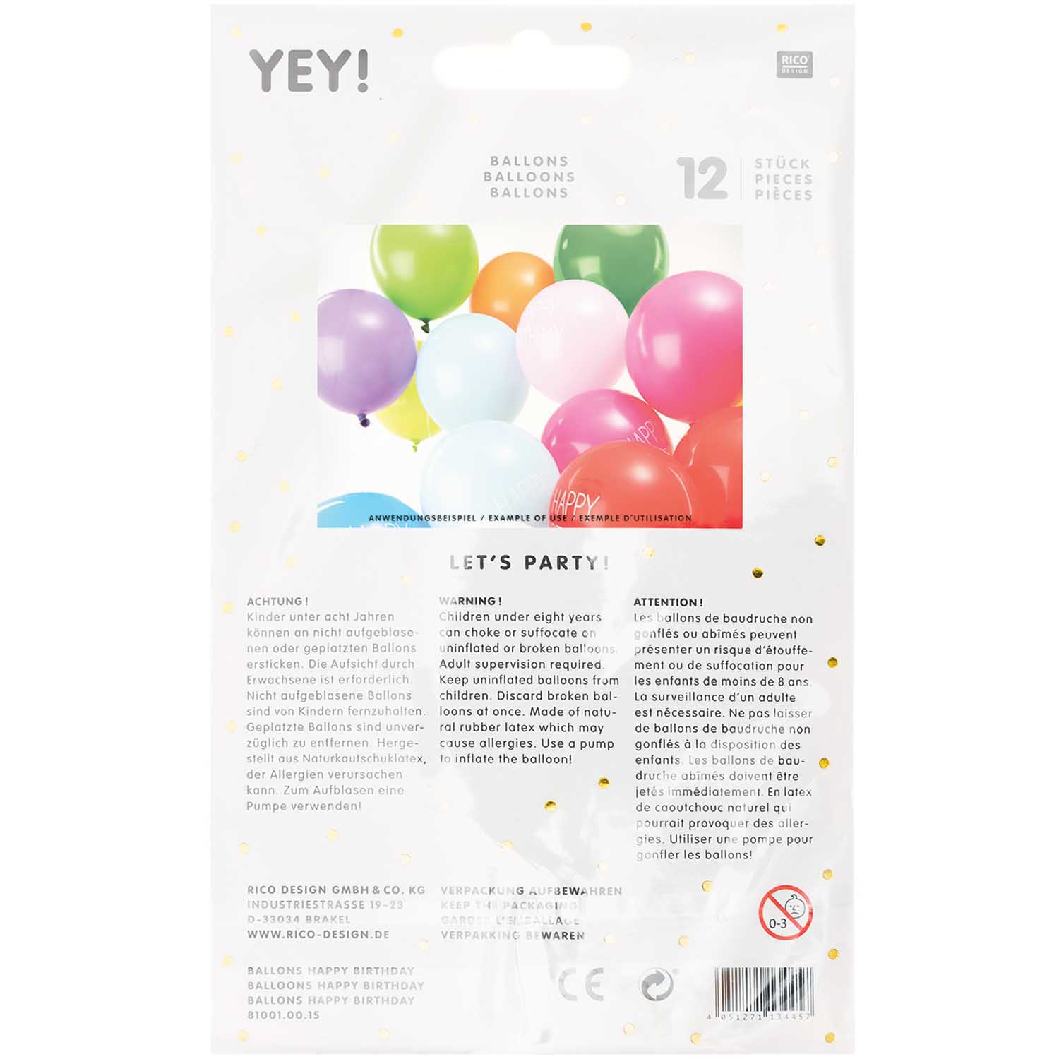Luftballons Happy Birthday (12 Stück) - YEY! Let's Party