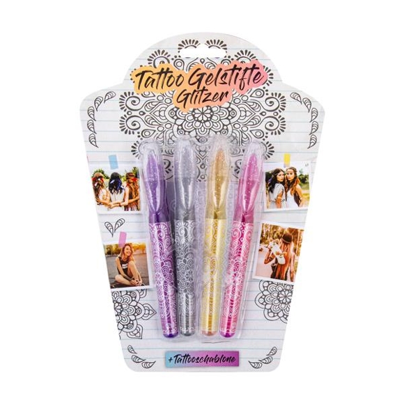 PARTY TIME Tattoo Gelstifte Glitzer 4-er Set