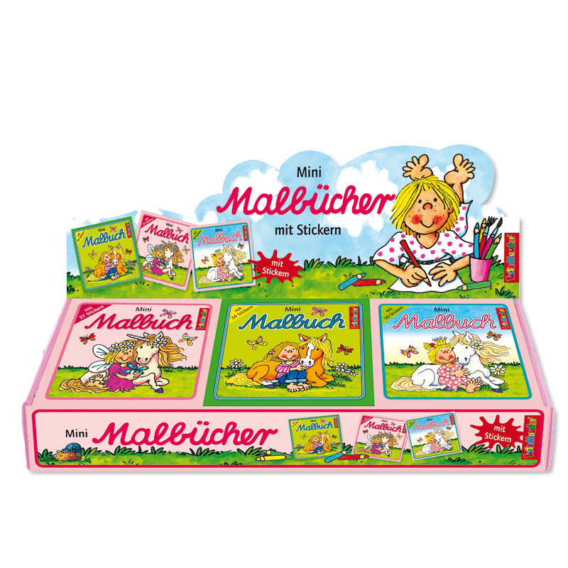 13084 Mini-Malbücher mit Stickern, verschiedene Motive, einzeln