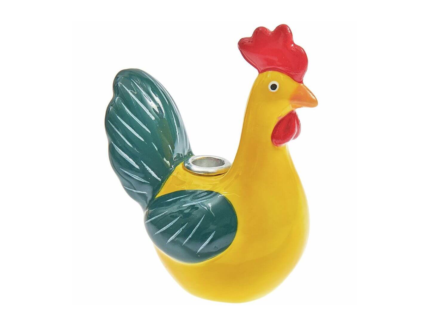 Keramik Kerzenhalter Hahn Gelb-Grün