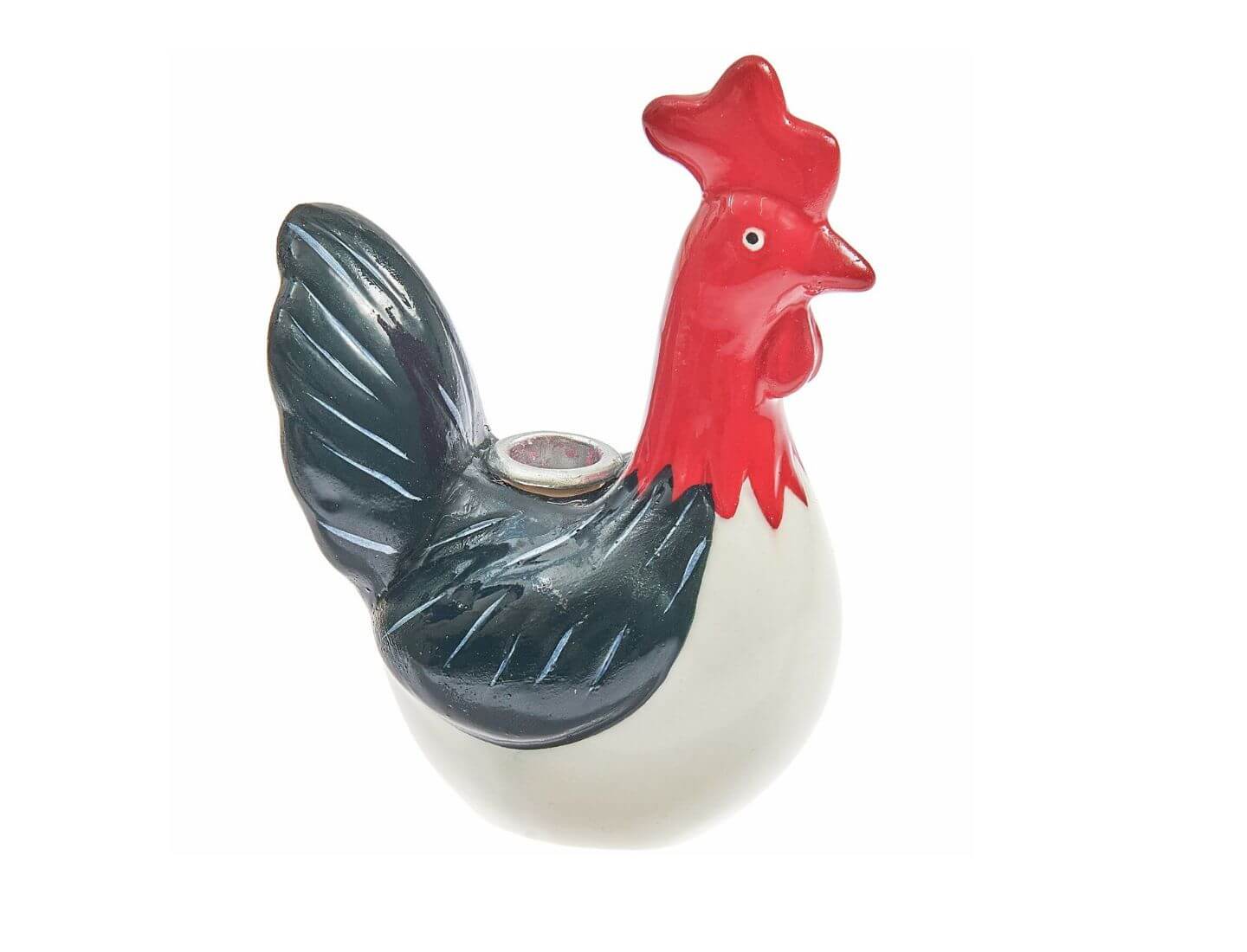 Keramik Kerzenhalter Hahn Rot-Schwarz