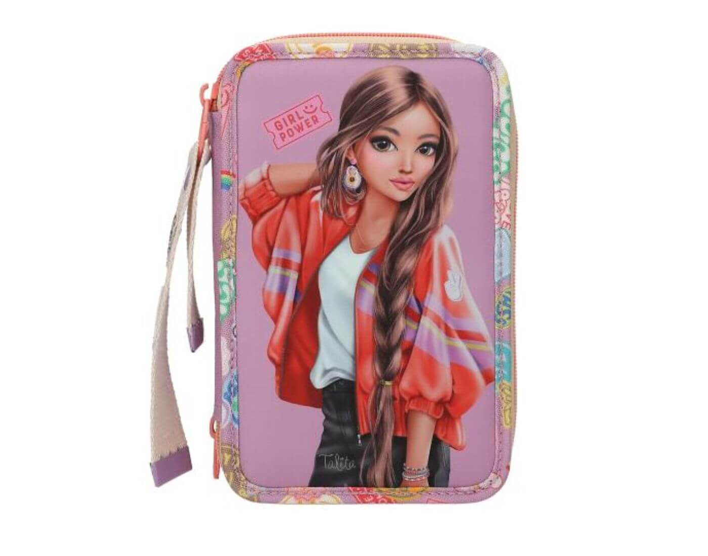 TOPModel 3 Fach Federtasche mit Anhänger GIRL POWER