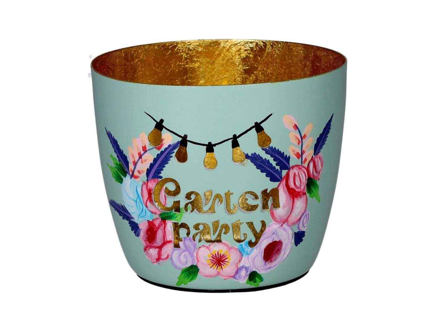 MADRAS Windlicht M, Gartenparty - mint/ gold