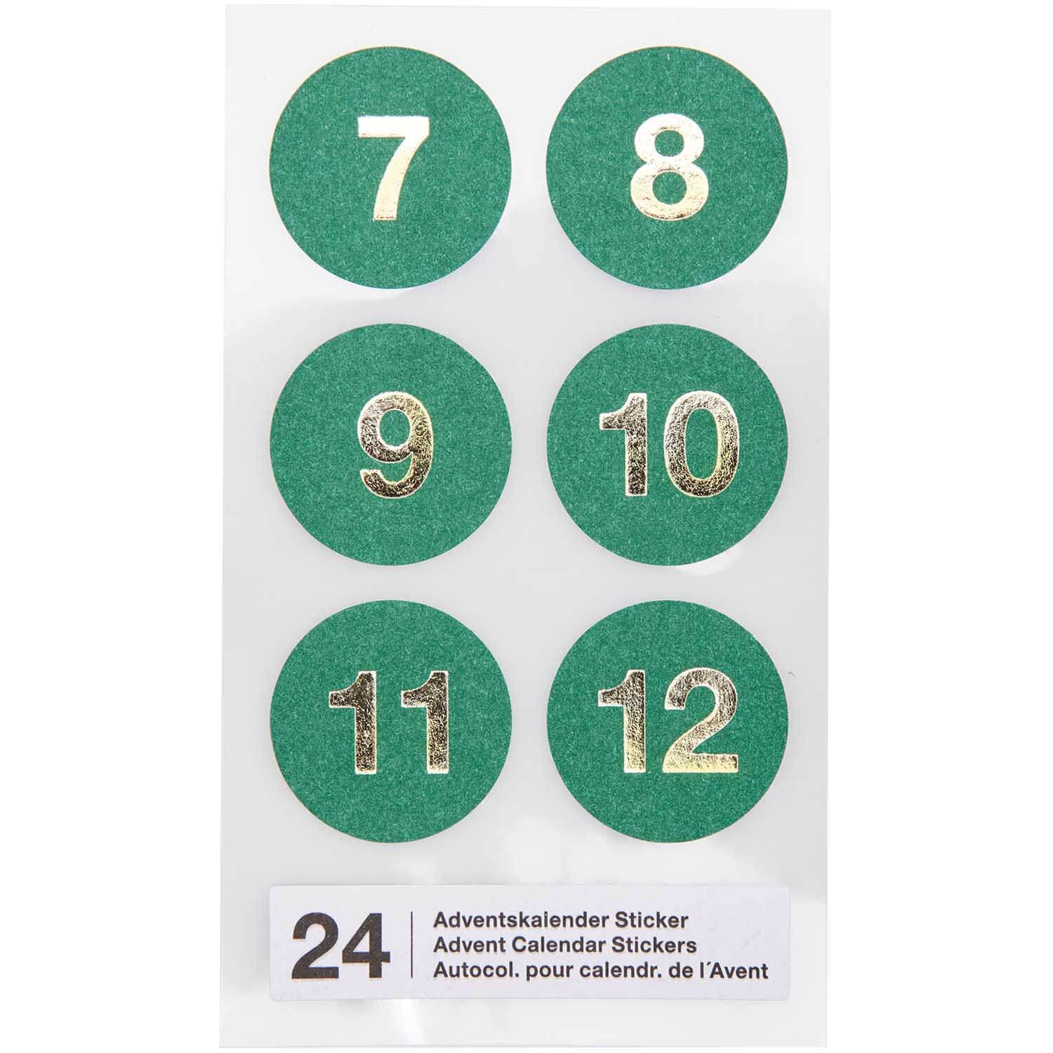 300133_3-1 ADVENTSKALENDER STICKER ZAHLEN 1-24 GRÜN PAPER POETRY