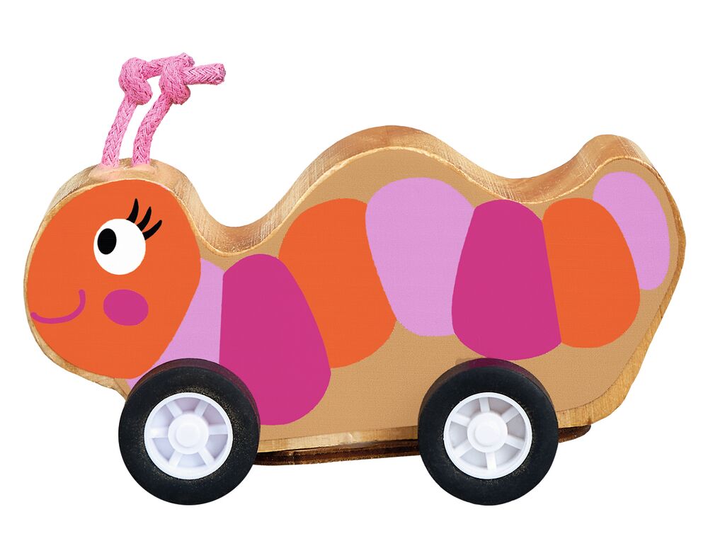 16136_Raupe Krabbelkäfer Flinkes Rückziehtier aus Holz (versch. Motive)