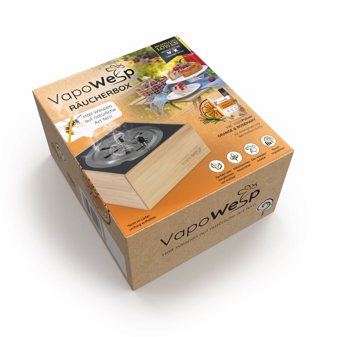 VapoWesp Räucherbox  inkl. VapoPulver Orange & Rosemary 50 g