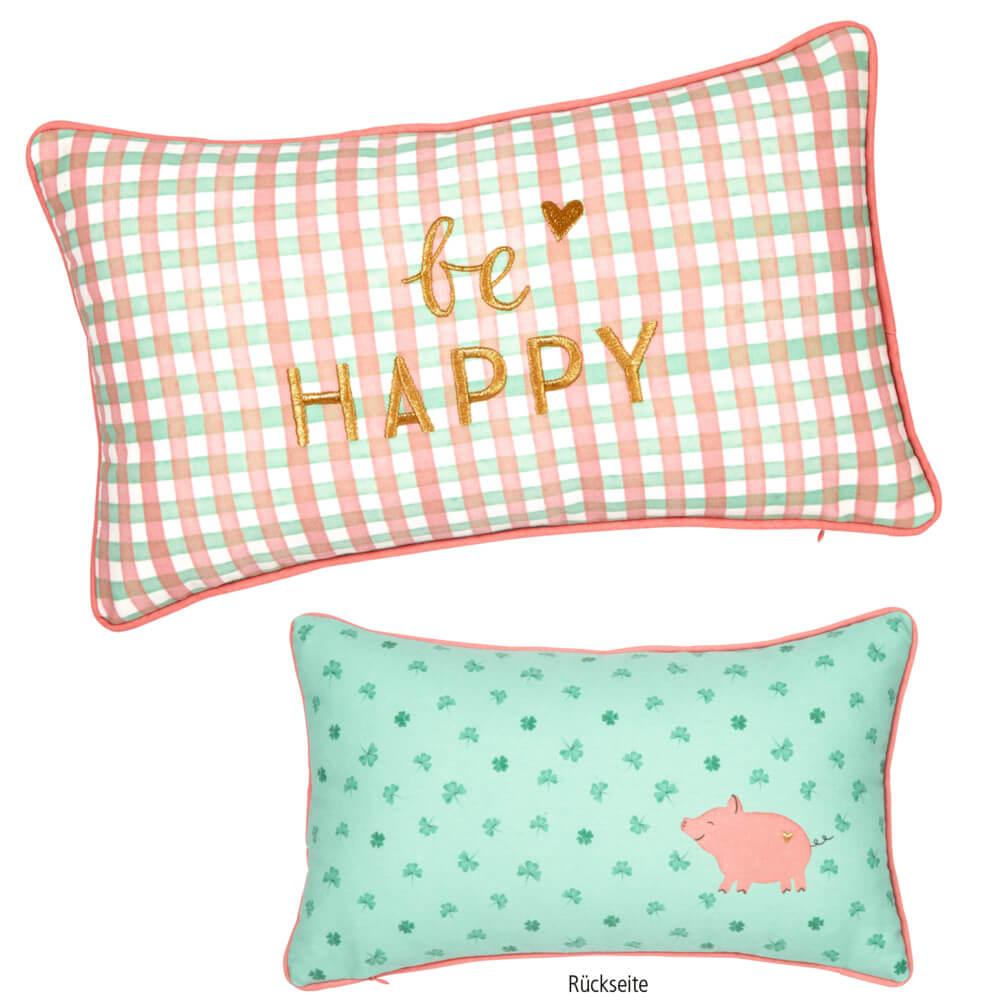Kissen be Happy - Viel Glück (ca. 42x26 cm)