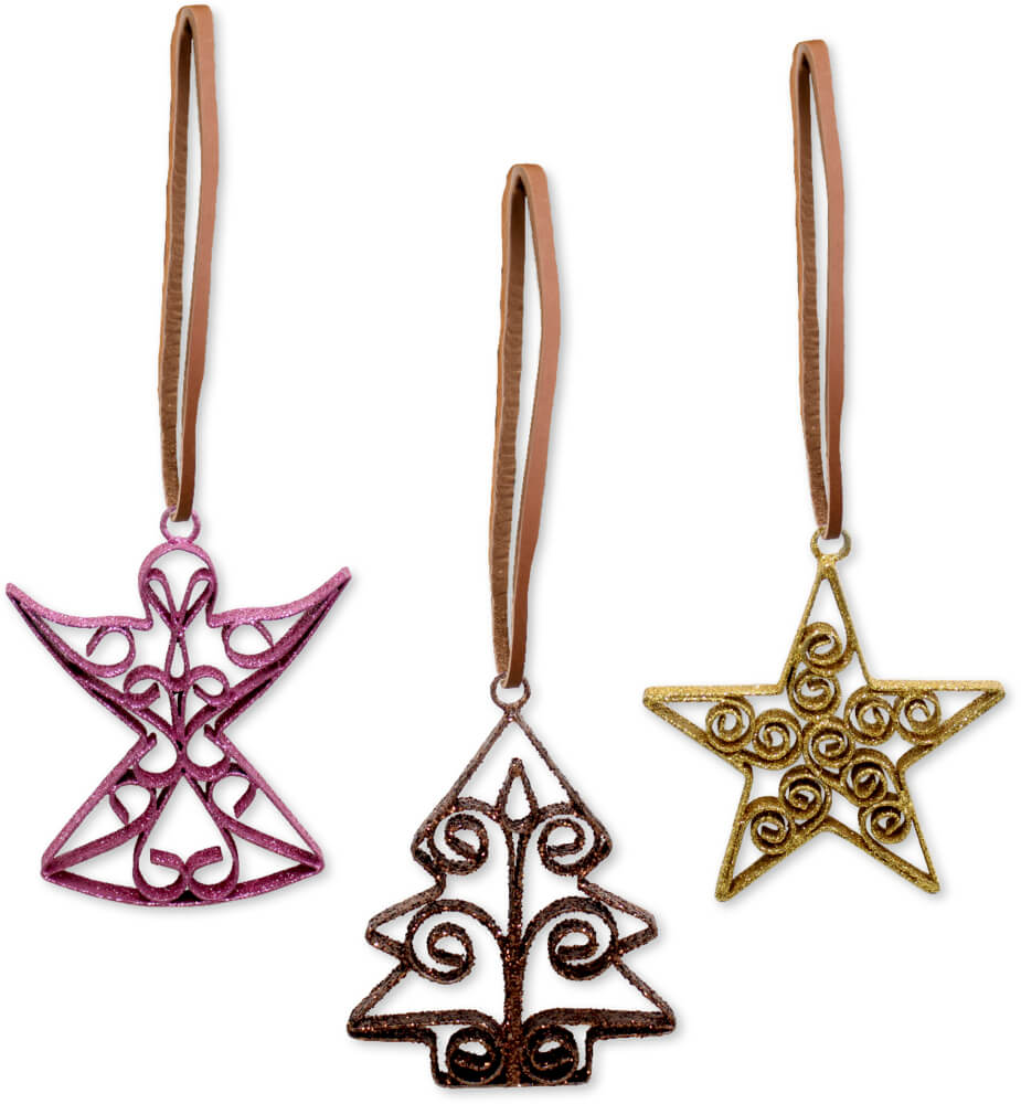 Metall-Glitzeranhänger - Dekorative Weihnachten (einzeln)