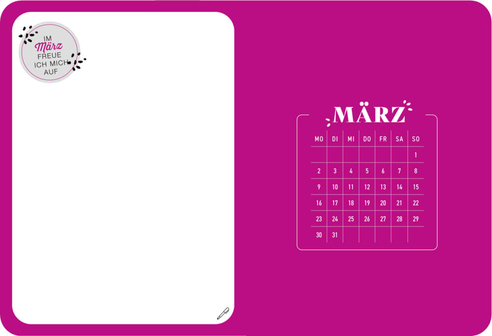 Kleiner Wochenkalender: Mein Jahr 2026 Blätter (All about pink)