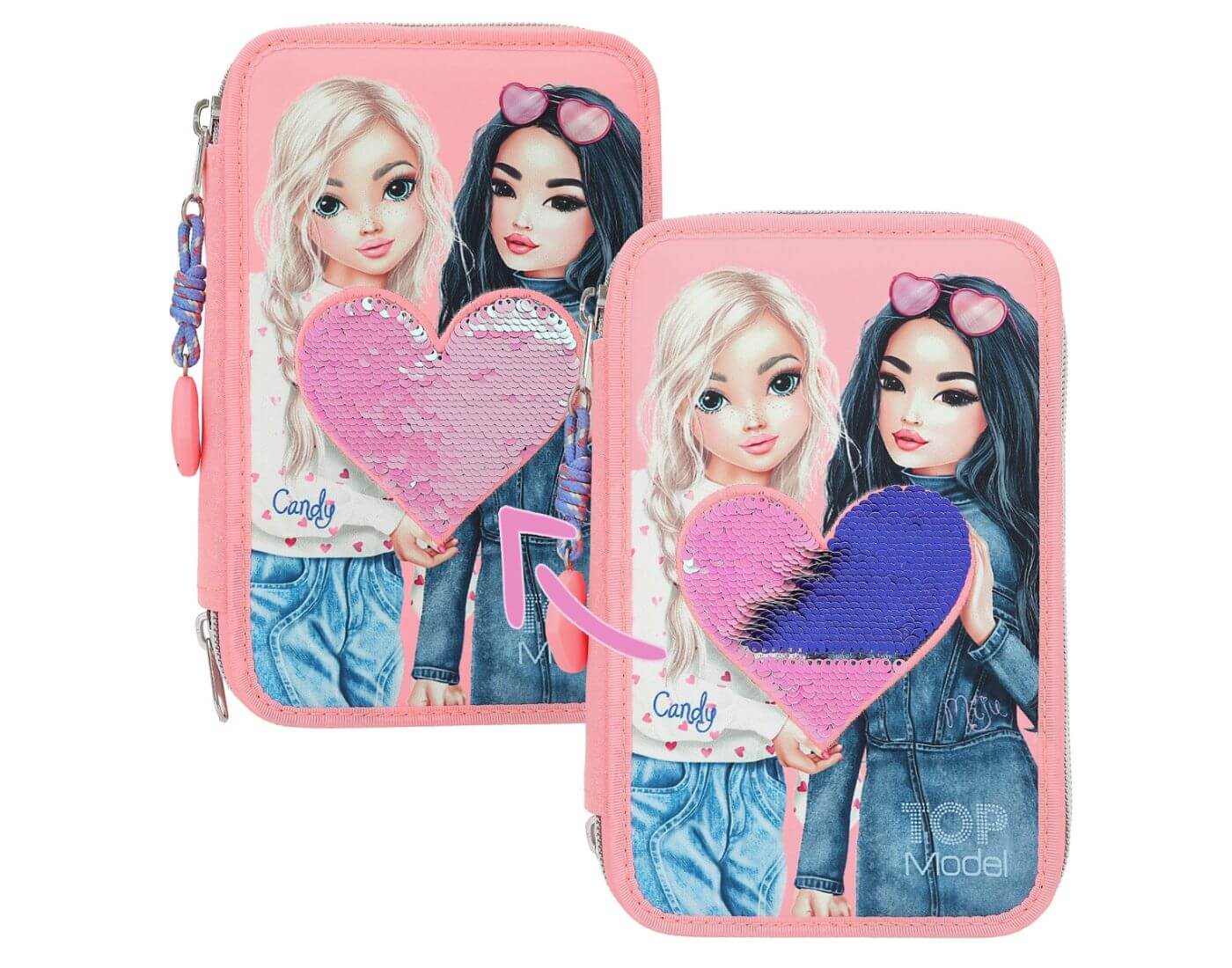 TOPModel 3 Fach Federtasche mit Wendepailletten