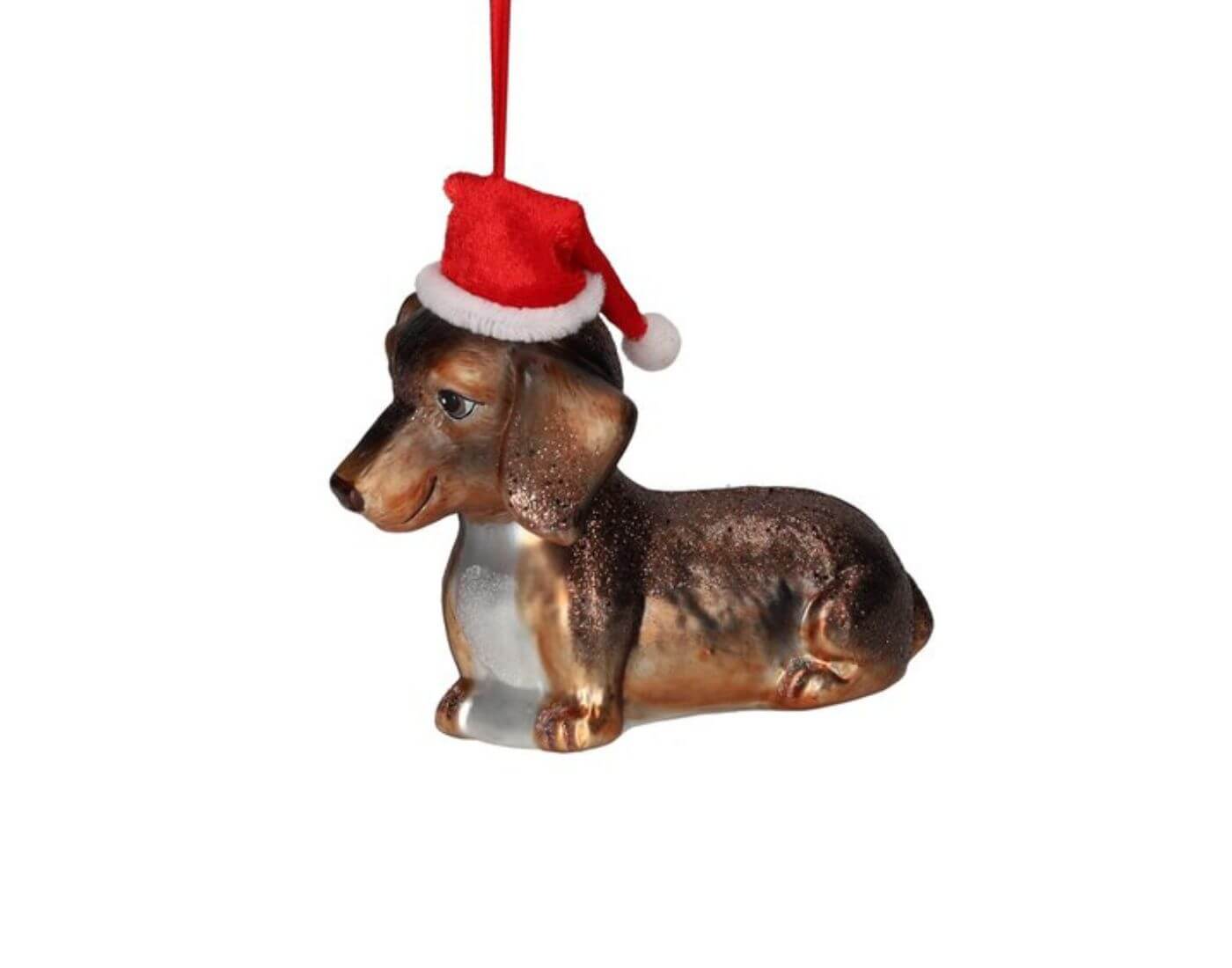 Hänger Dackel mit Weihnachtsmütze, braun